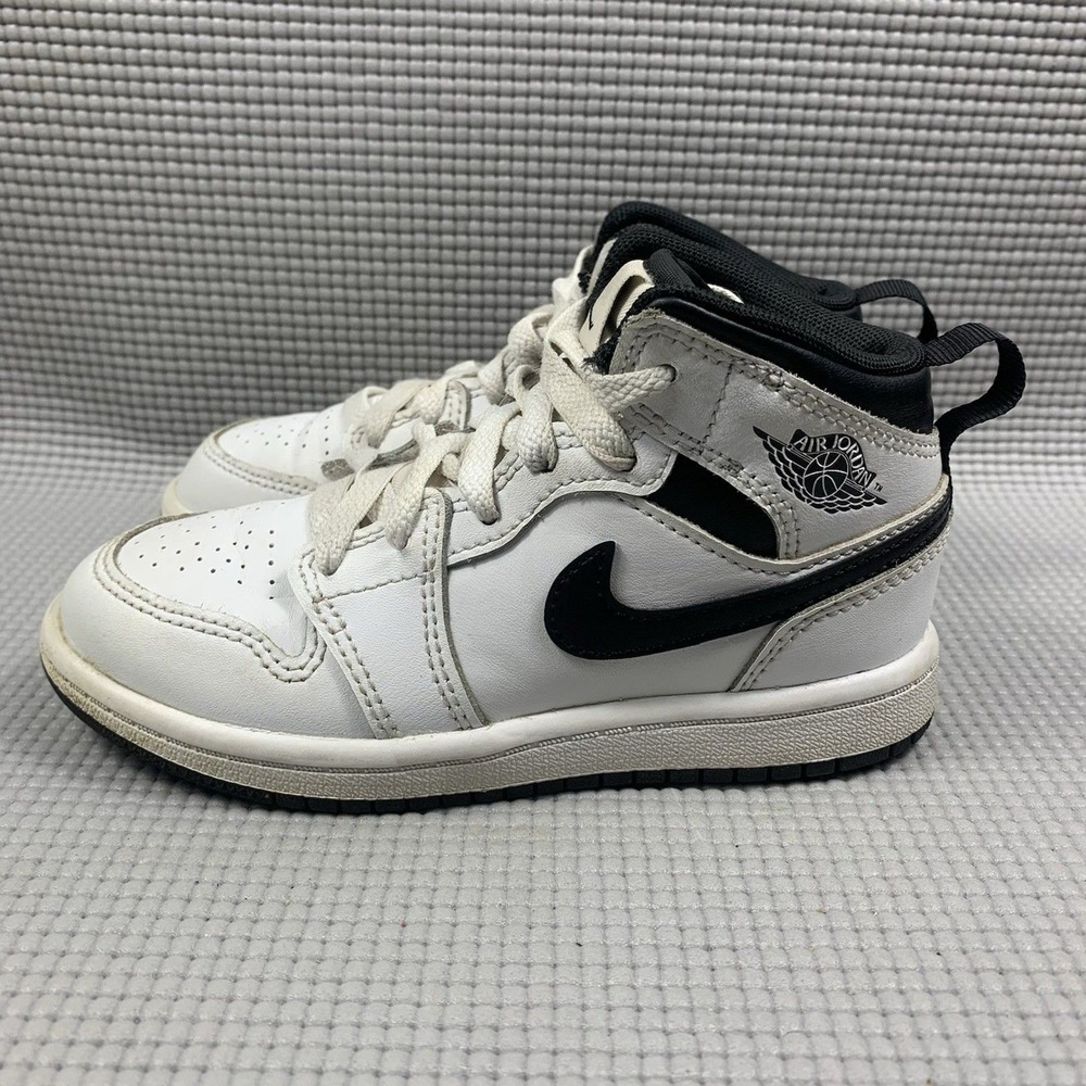 Nike Air Jordan 1 Mid Athletic Shoes "White/Black" DQ8424-132 Size 11 C